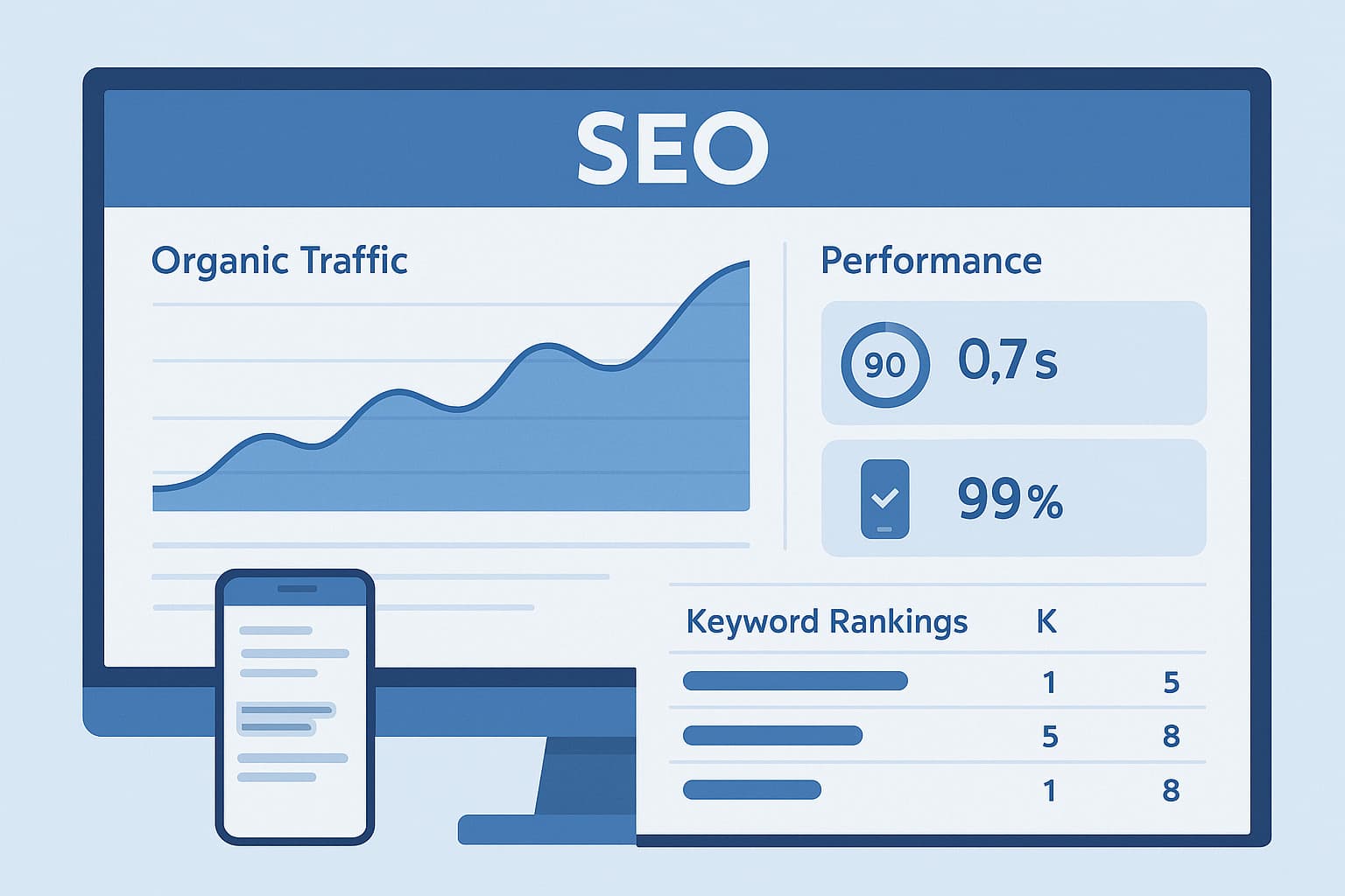 Search visibility dashboard and content structure